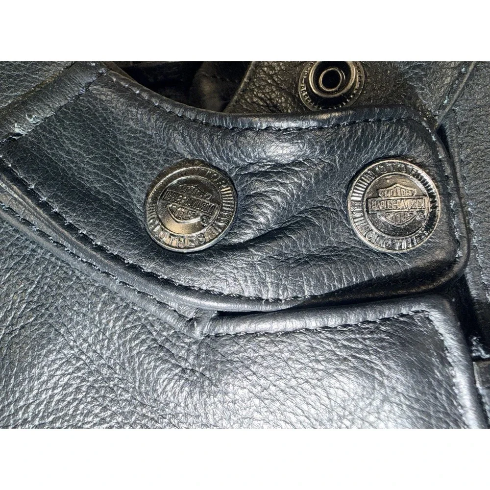 Harley Davidson Leather Jacket Small Women's Black Biker Moto Full Zip EUC